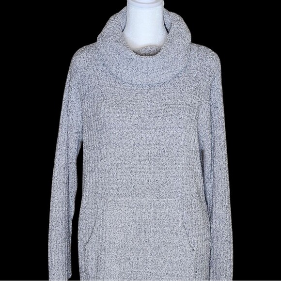 Softies Marshmallow Slouch Turtleneck Lounger Gray Ribbed Knit Women's Size XS - Picture 3 of 10